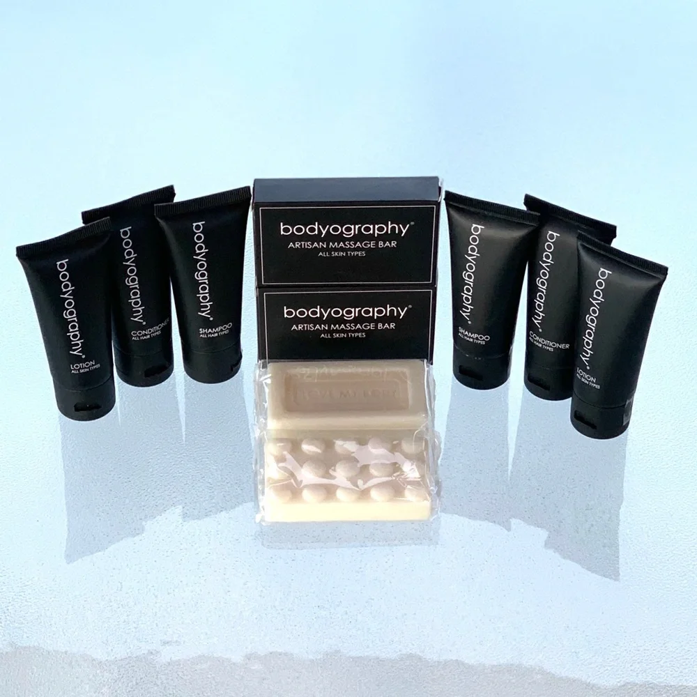 Bodyography Travel Size Hair & Skin Care Toiletry, 2 Sets of 4 Pieces = 8 Pieces